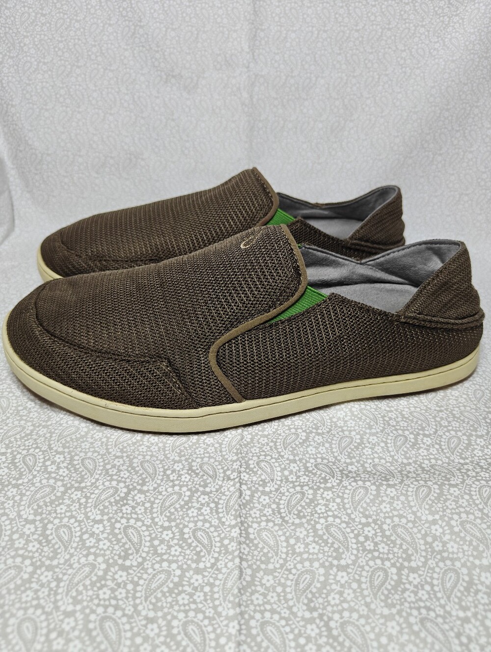 Olukai Men's Nohea Mesh Slip On Casual Shoes Metallic Brown Green Size 10.5